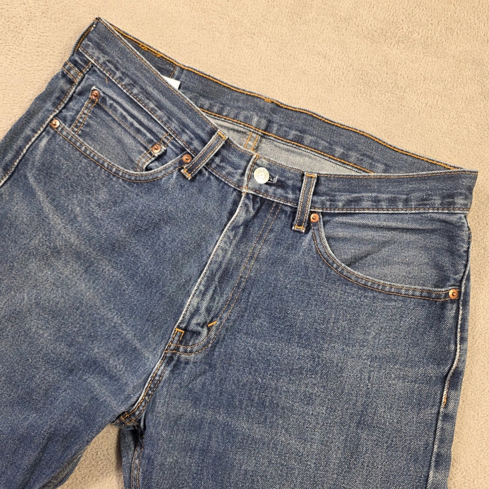 Levis Jeans Mens 34x30 (Fits 34x27) Blue 505 Regular Straight Leg Skater Grunge